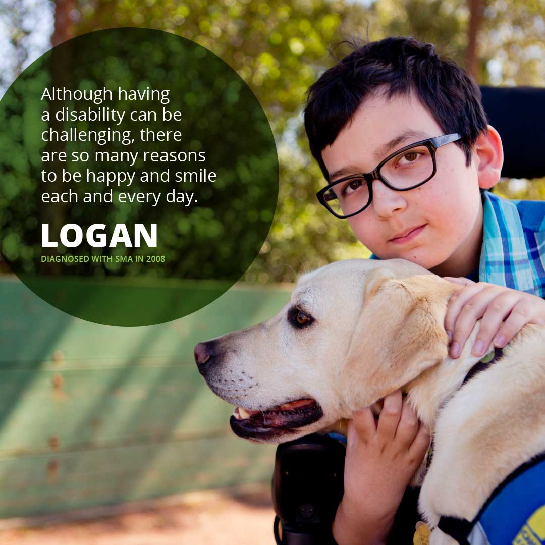 Portrait of Logan, diagnosed with SMA in 2008