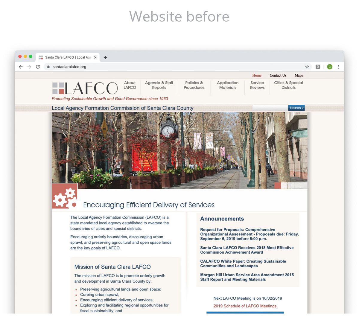Screenshot of the old Santa Clara LAFCO website