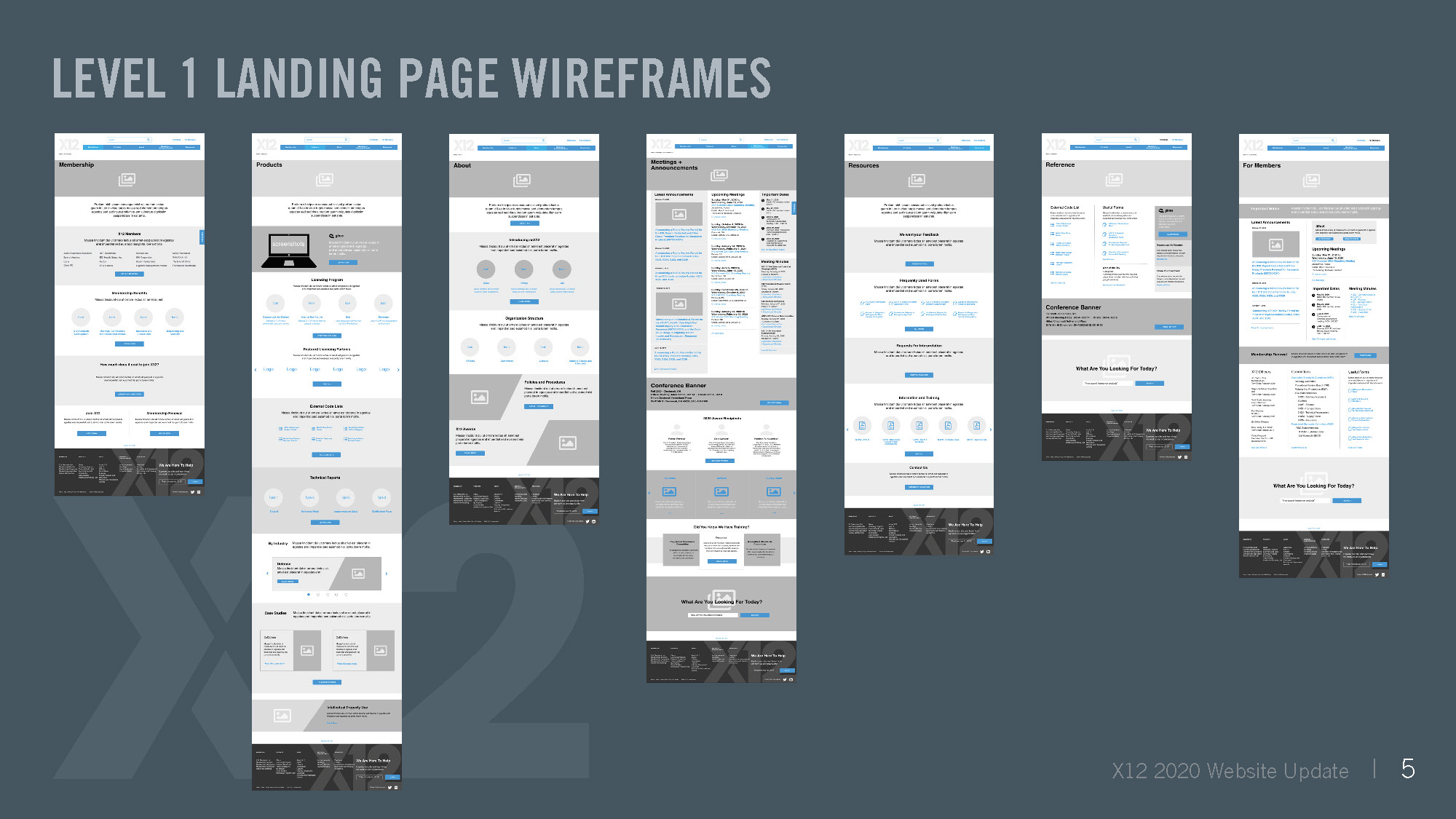 X12 Site Structure and Wireframes Presentation.