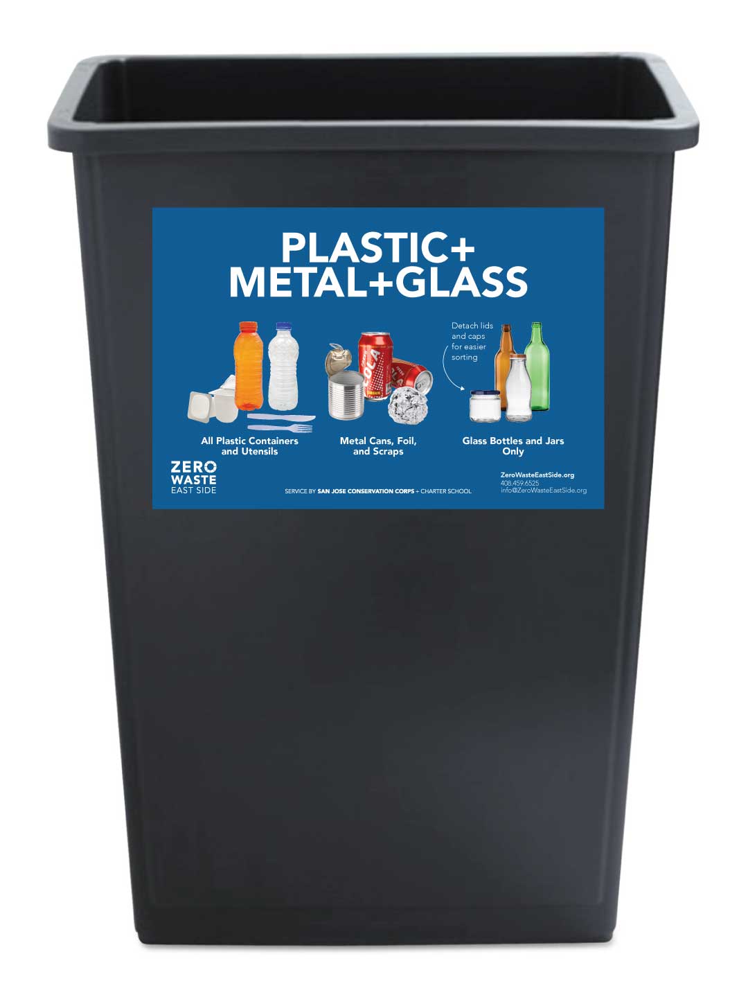 Receptacle Label for Plastic + Metal + Glass