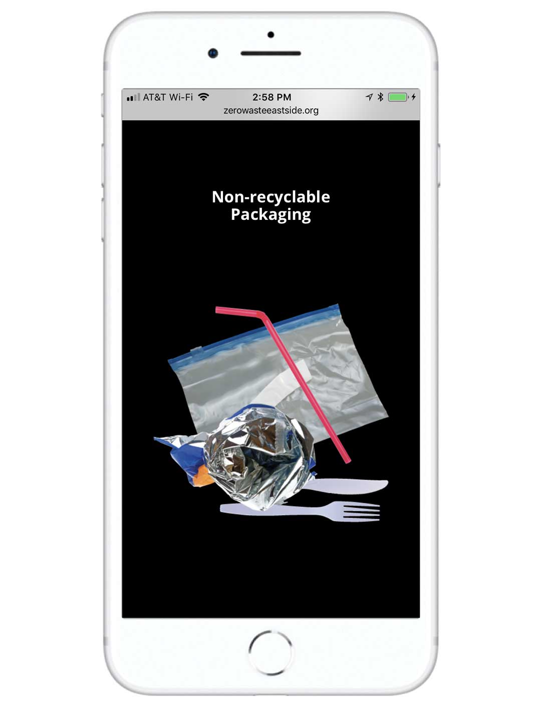 Screenshot of the Zero Waste East Side website on a mobile device