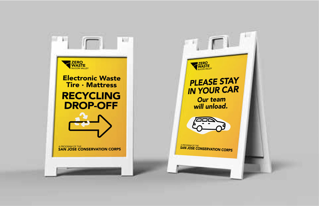 Recycling event drop-off signs