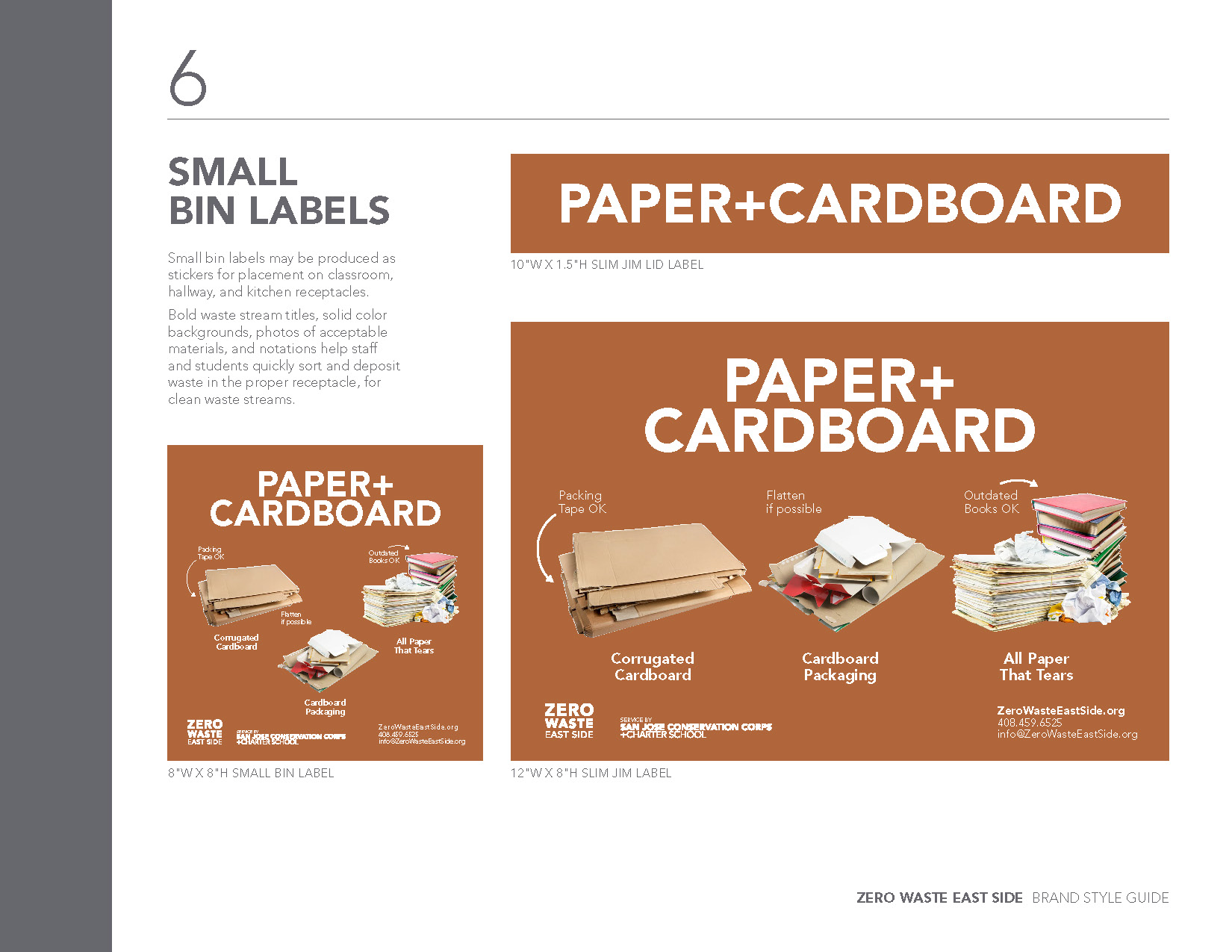 Page from the Zero Waste East Side brand style guide