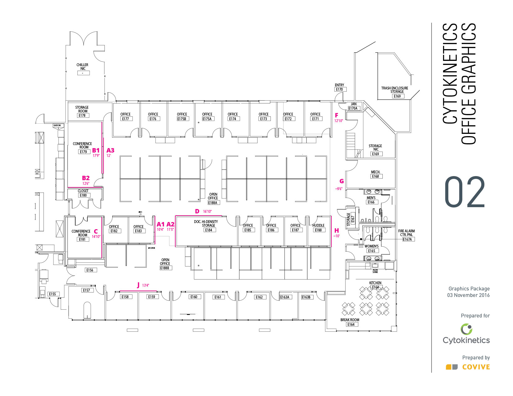 Plan of sign locations in office on titleblock