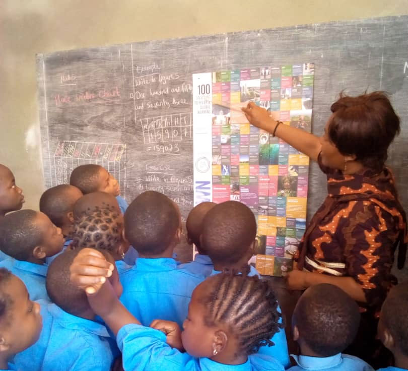 Drawdown 2017 poster on display in classroom in Cameroon
