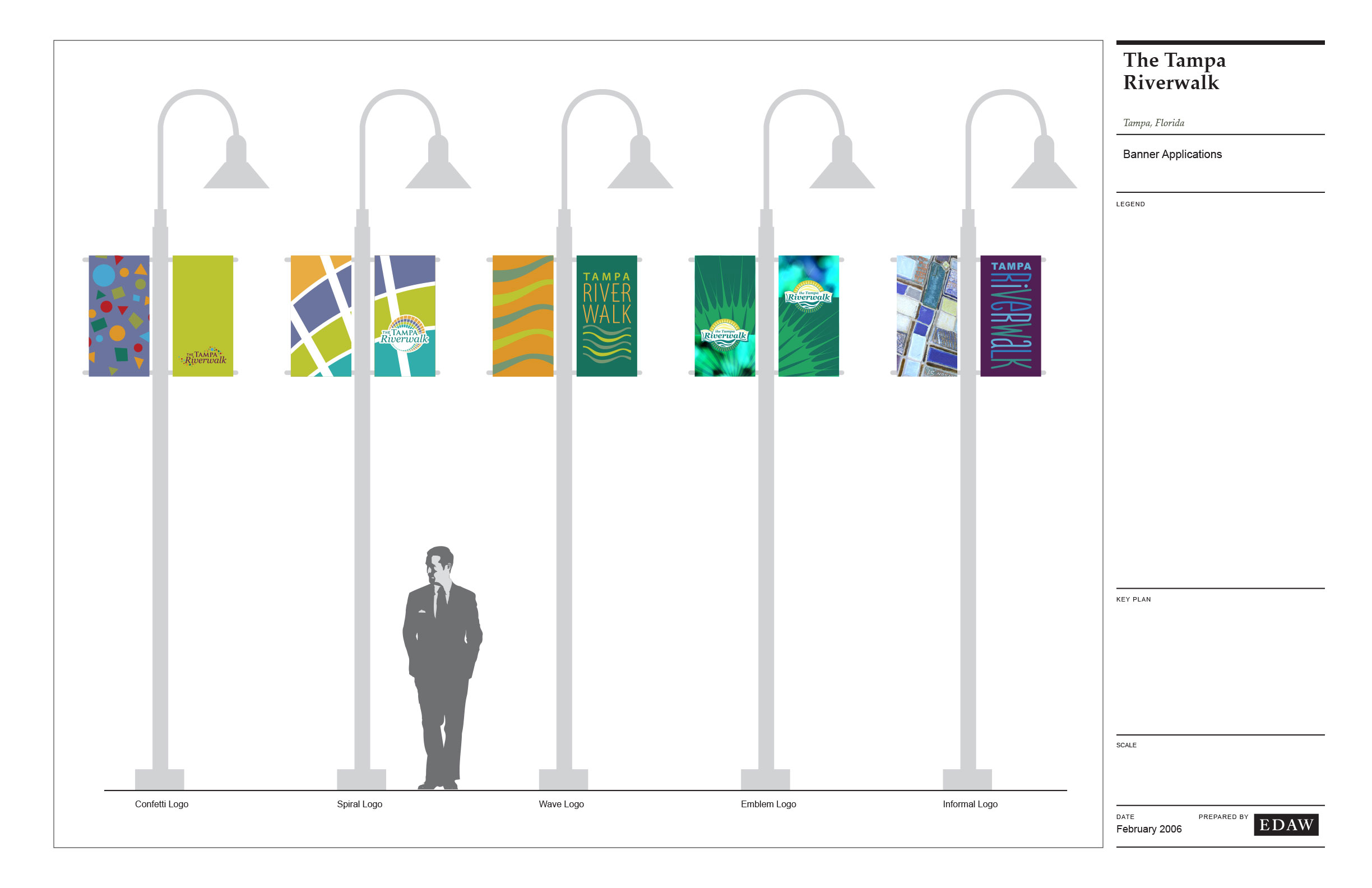 The Tampa Riverwalk banner and identity variations