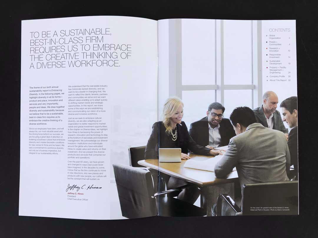 Spreads from the Hines Sustainability Report
