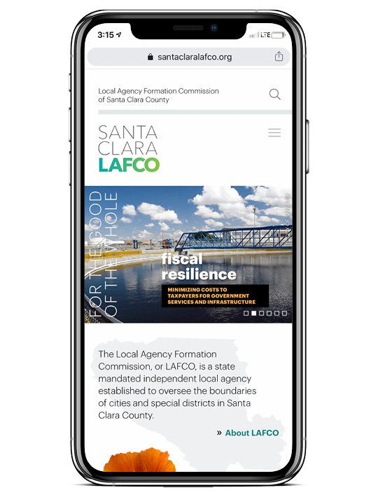Screenshot of the Santa Clara LAFCO website on a mobile device