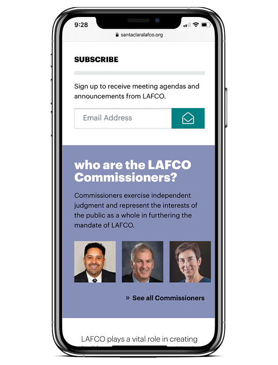 Screenshot of the Santa Clara LAFCO website on a mobile device