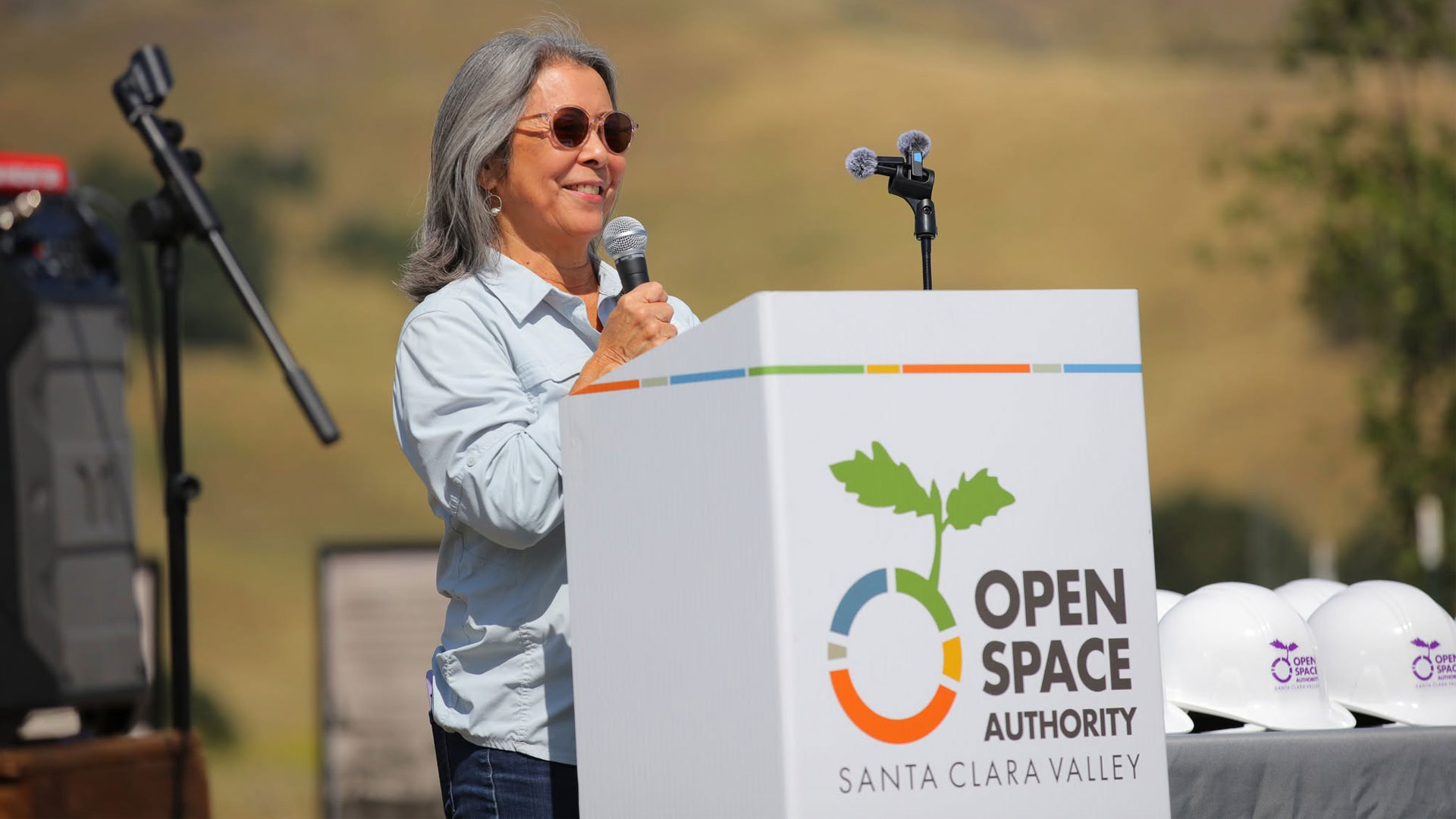 Person speaking behind OSA branded lectern