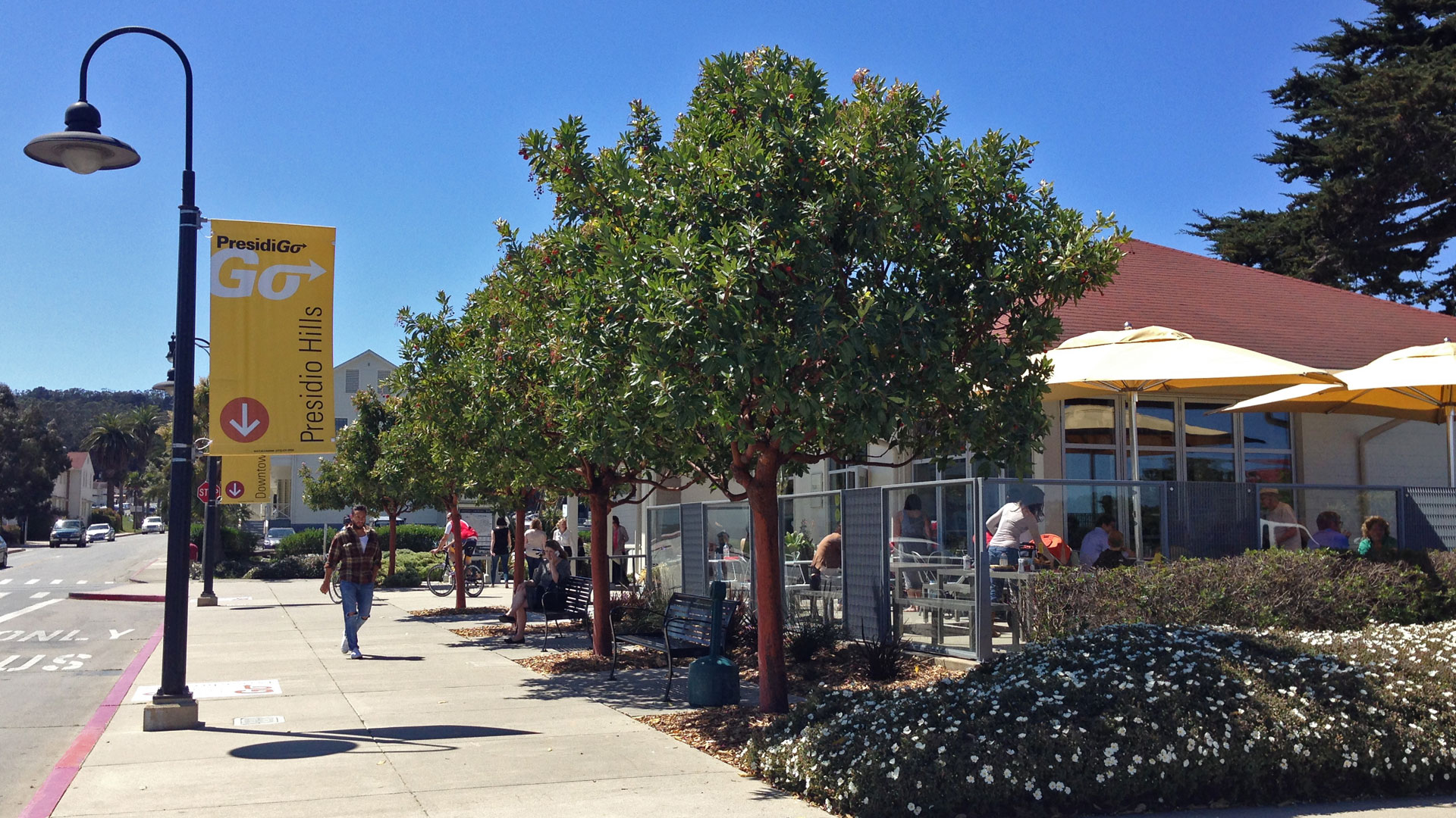 Exterior of Presidio Transit Center with Banners