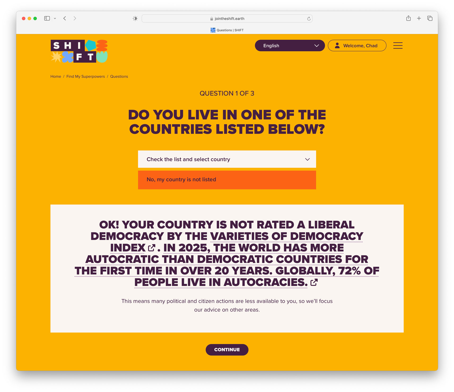 SHIFT website screenshot