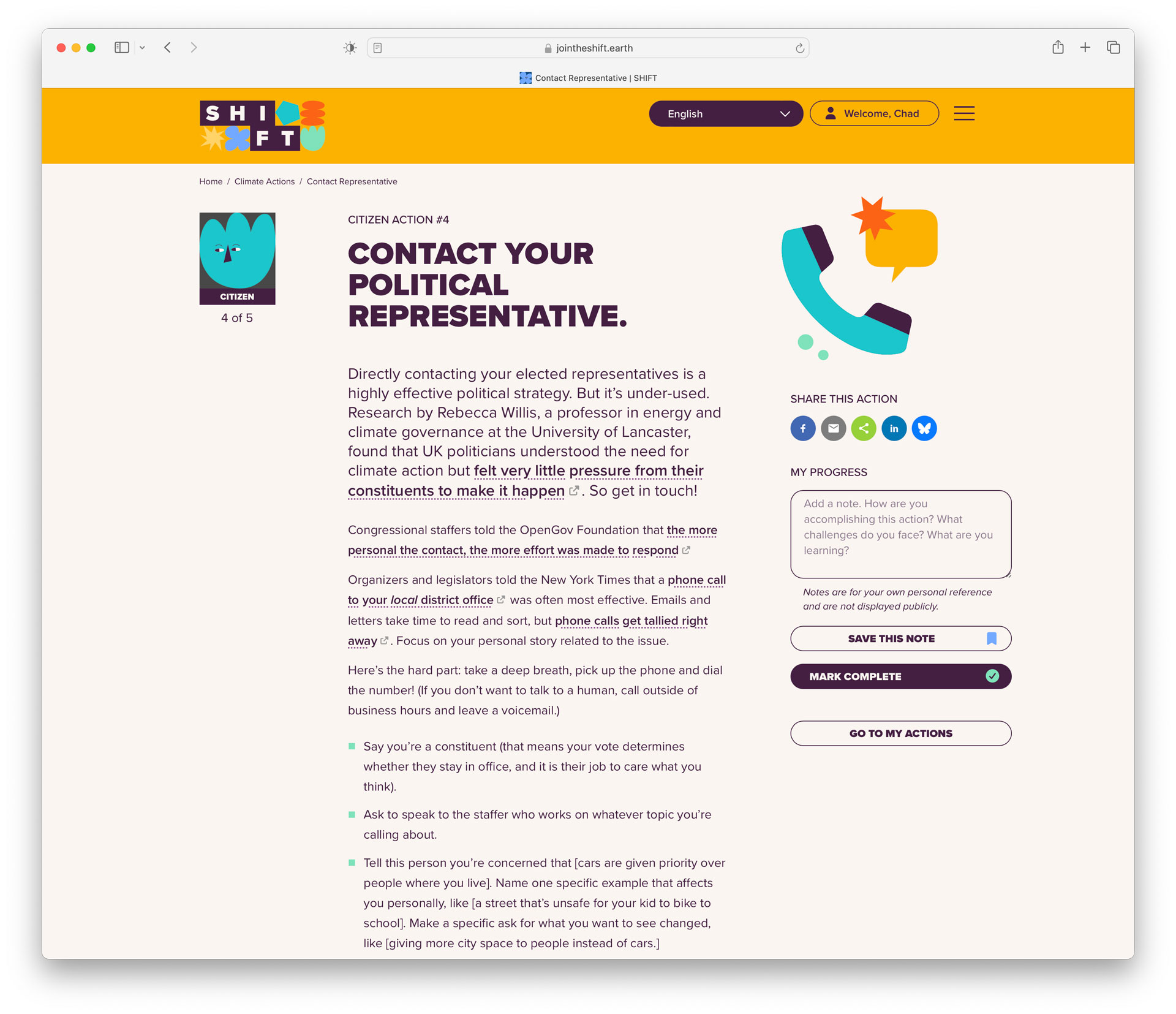 SHIFT website screenshot