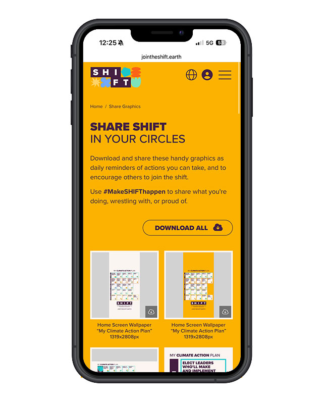 SHIFT website on mobile