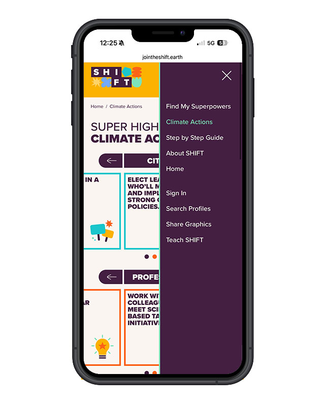 SHIFT website on mobile