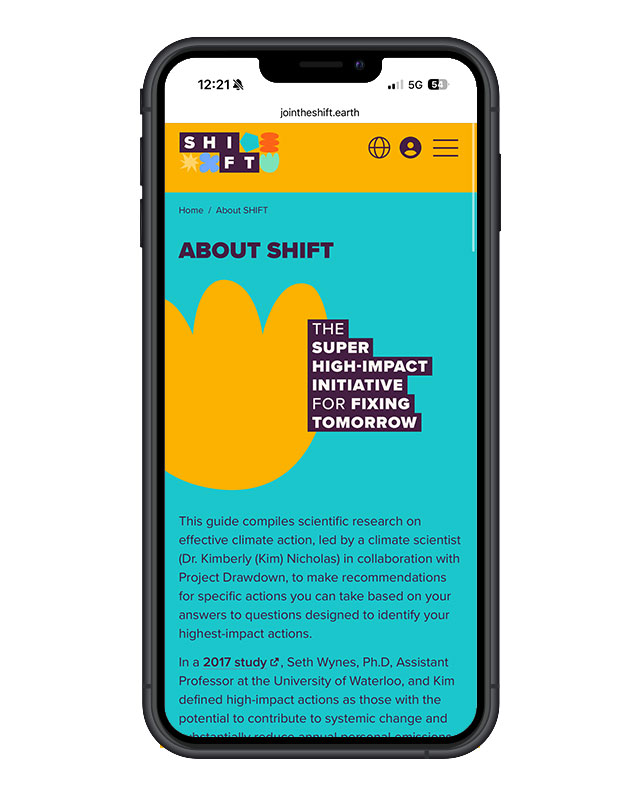 SHIFT website on mobile