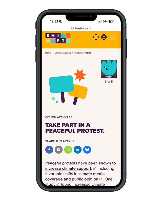 SHIFT website on mobile