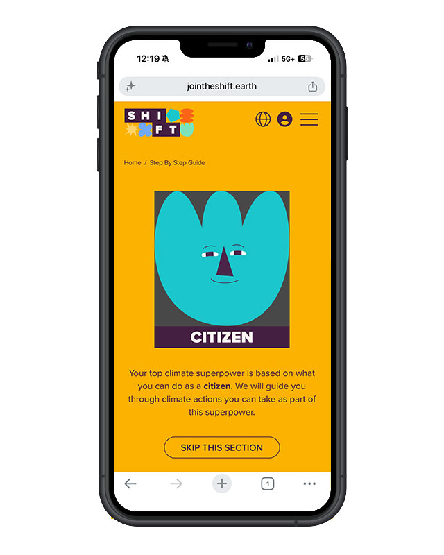SHIFT website on mobile