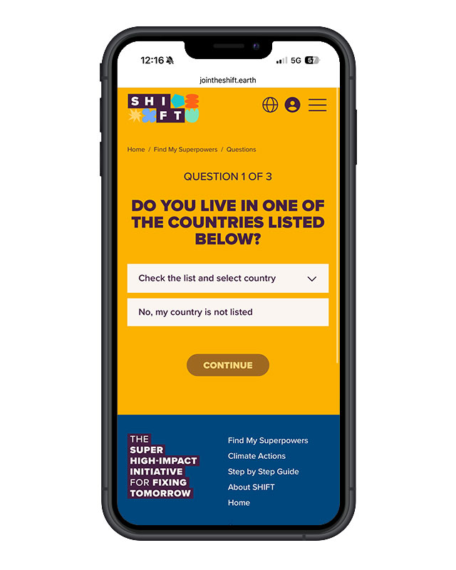 SHIFT website on mobile