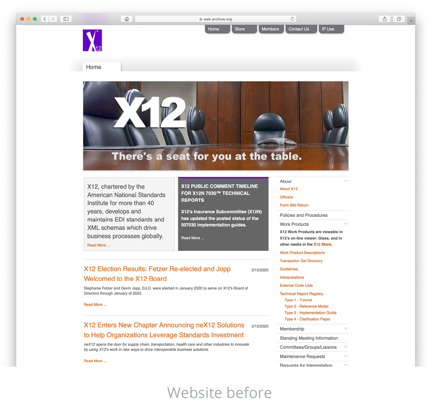 X12 Website Before.