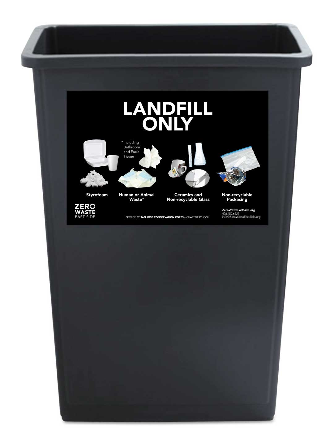 Receptacle Label for Landfill Only